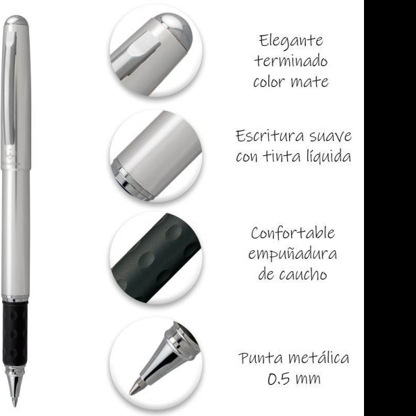 BOLIGRAFO ROLLER EXCALIBUR 0.7MM RX15MZ BARR PLATA PZA